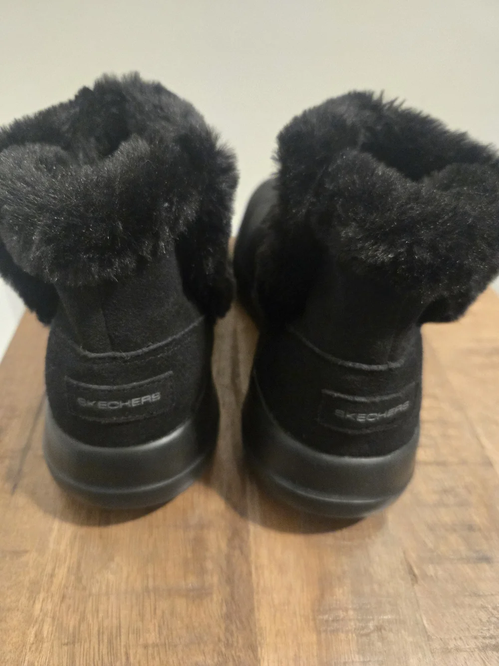 Skechers Black Over-the-Ankle Faux-Fur Boots